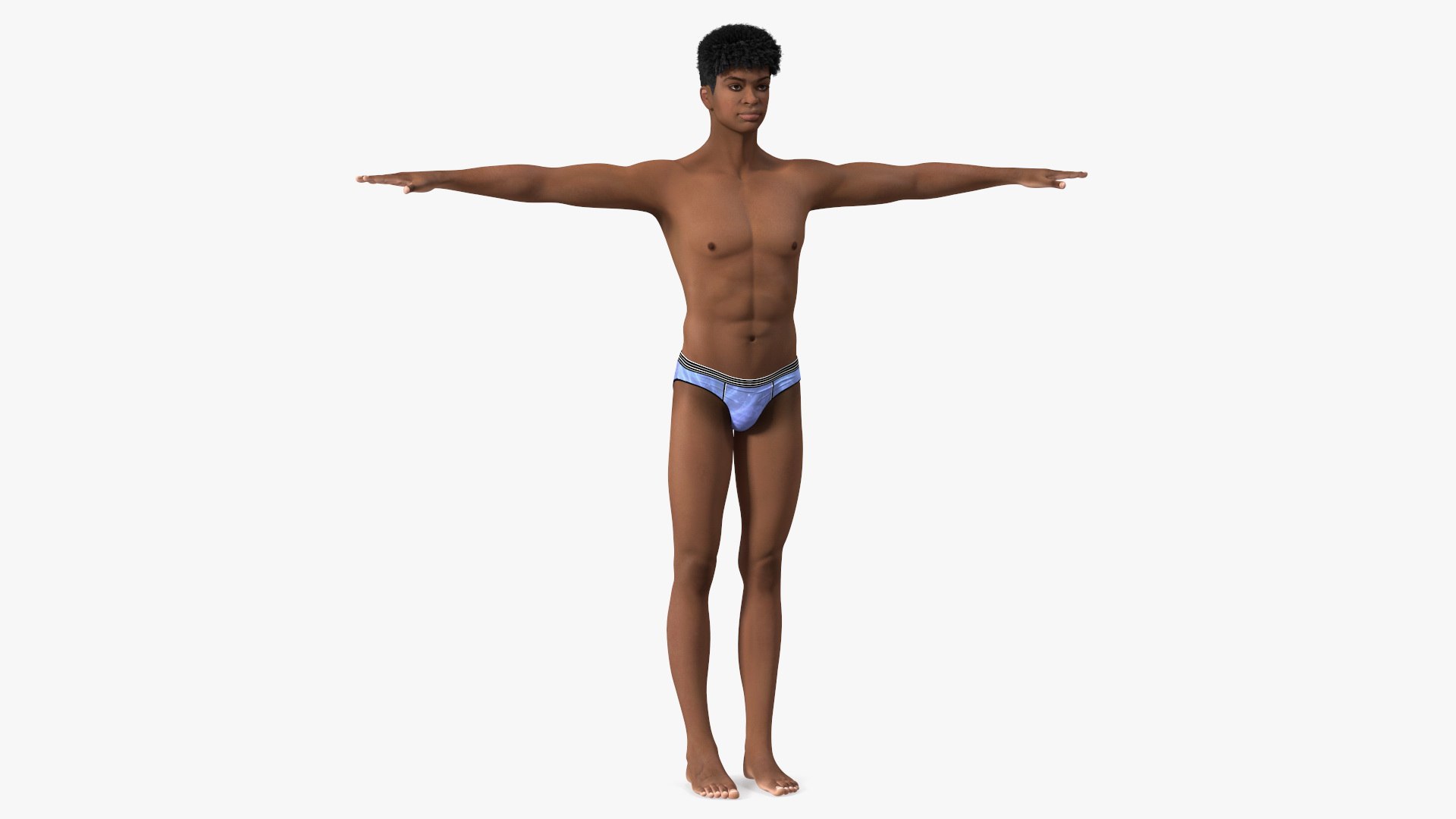Light Skin Young Man T Pose 3D model preview