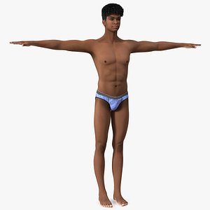 3D Light Skin Young Man T Pose model