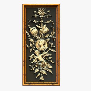 Classic Rococo Decorative Relief Panel model
