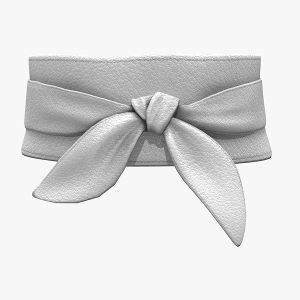 3D White Leather Knot Tied Front Waist Band Belt Accessory