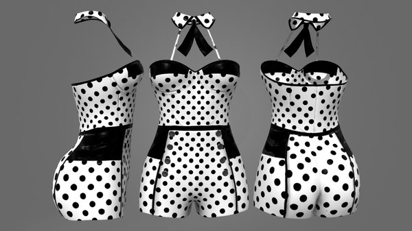 Retro Dots Swim Corset 3D model