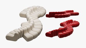 3D model Jagger Lounge modular sofa white and red