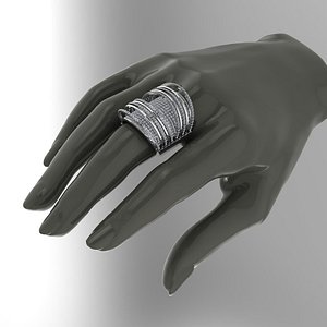 3D female engagement ring gems