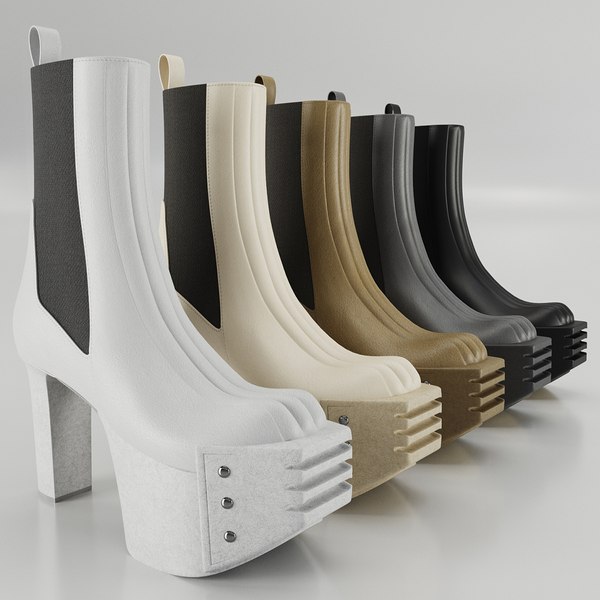 RICK OWENS GRILLED PLATFORMS 41 Rick Owens Pull On Platform Grilled Kiss Boots - Size 42 - Dust