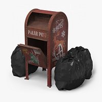 Holiday Mail Receptacle Vandalized Red and Garbage