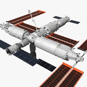 Tiangong Chinese Modular Space Station Rigged for Maya
