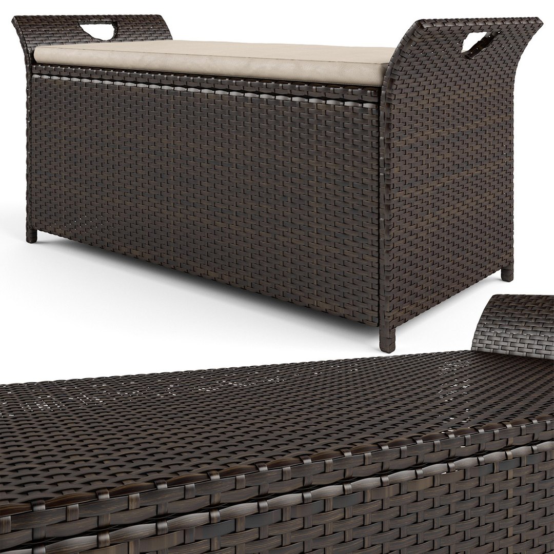 Acoidan Outdoor Rattan Storage Bench 3D Model TurboSquid 1829878