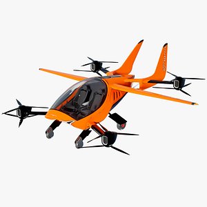 3D model eVTOL Flying Car Air One Orange PBR