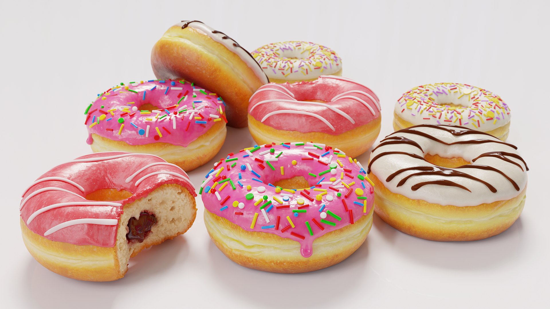 3D Realistic Glazed Donut Collection https://p.turbosquid.com/ts-thumb/om/gykqX0/g2/collectioncycles/png/1783104778/1920x1080/fit_q87/a3c1397af364dd7748ec8748c5adb0a630d2a4c4/collectioncycles.jpg