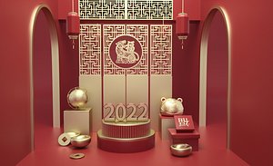 New Year s Eve New Year s Eve Red envelope money into the Year of the Tiger Happy New Year cartoon T 3D model