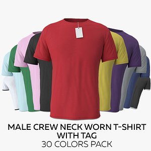 Male Crew Neck Worn With Tag 30 Colors Pack 3D