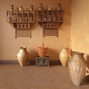 3d model oriental jugs