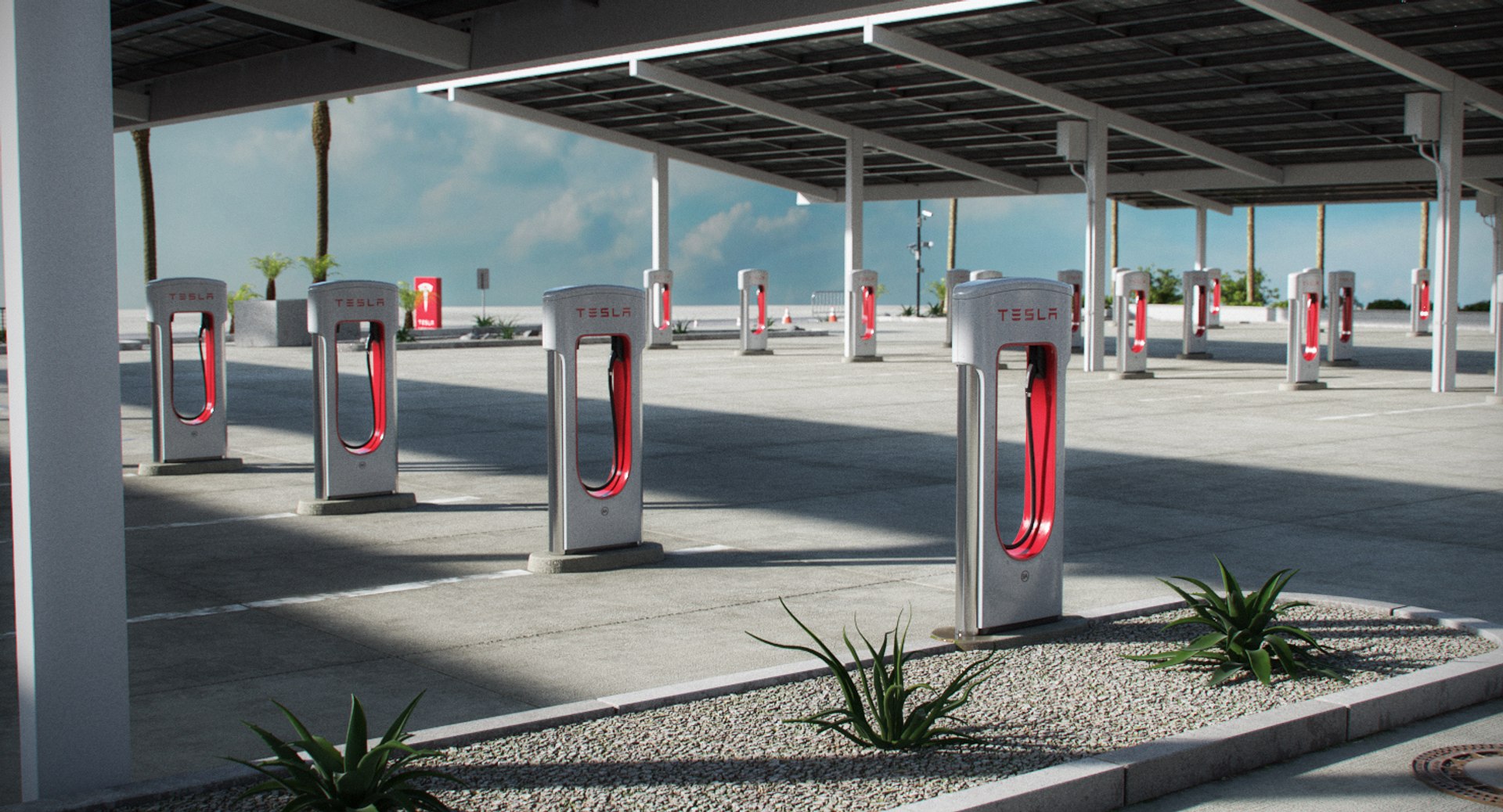 3D Tesla Supercharger Kettleman City Model TurboSquid 1235770