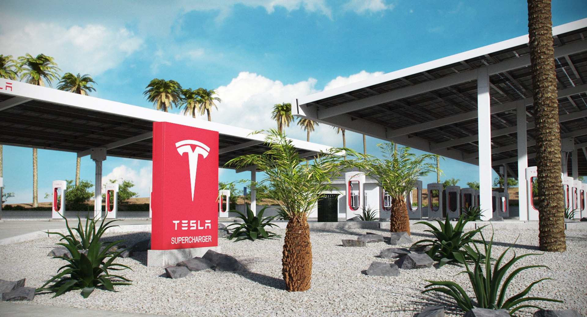 3D tesla supercharger kettleman city model TurboSquid 1235770