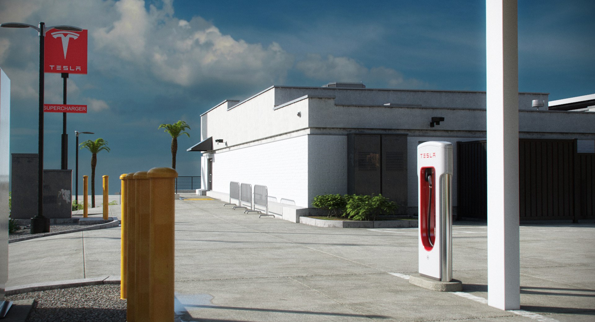 3D Tesla Supercharger Kettleman City Model TurboSquid 1235770