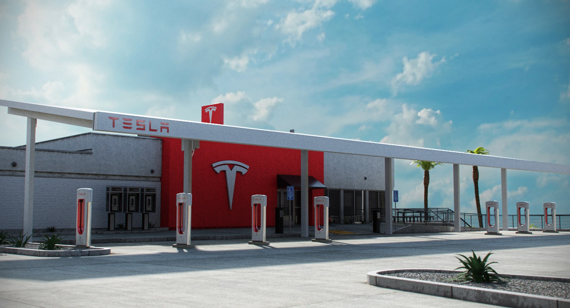 3D tesla supercharger kettleman city model TurboSquid 1235770