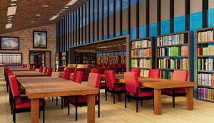 3D Library Interior model