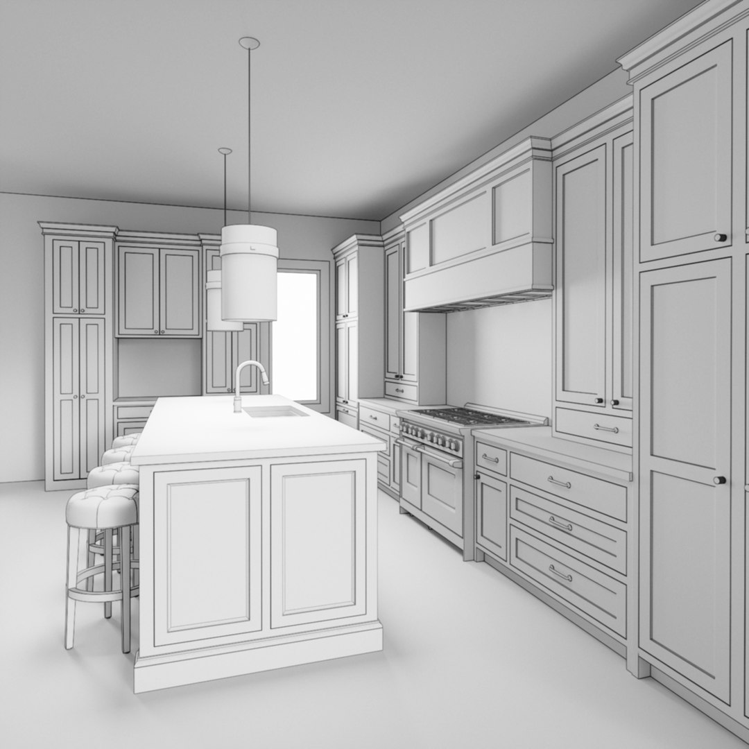 3D Contemporary Kitchen Interior 4 Model - TurboSquid 1511451