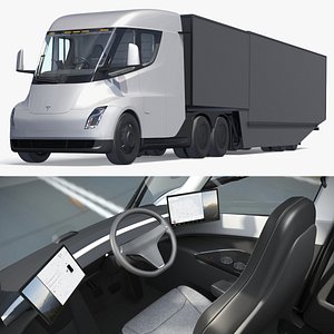 Tesla Semi Long Haul Truck with Trailer 3D model