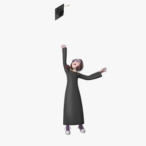 3D girl graduating model
