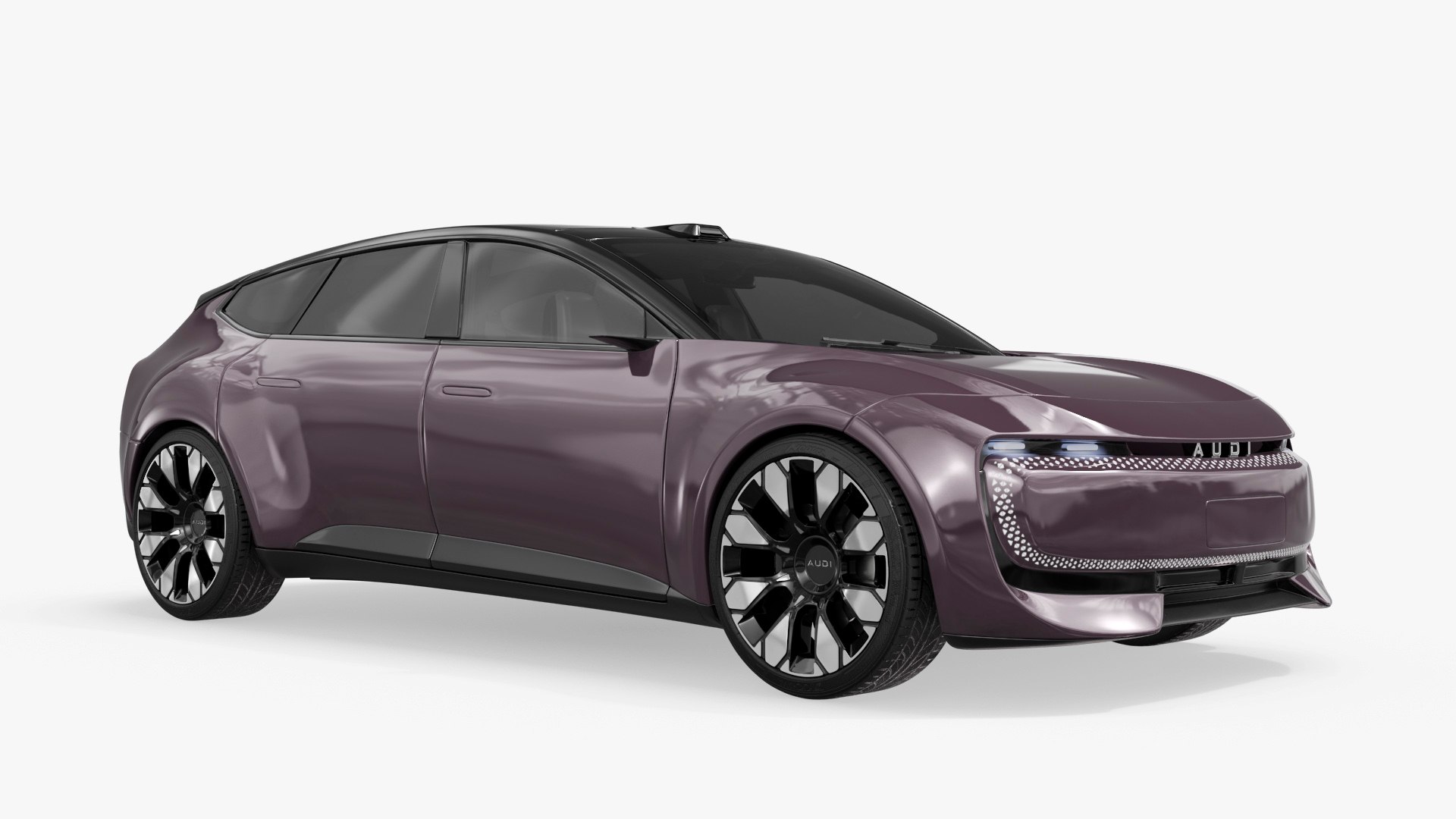 Audi E EV Vehicle Purple Rigged 3D model preview