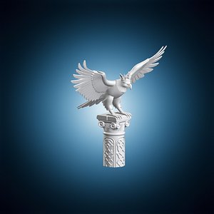 Fantasy Eagle on Runic Pillar 3D Print Model 3D model