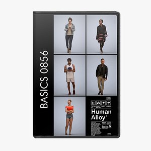 Basics0856 - A set containing 5 models of male and female adults walking in public settings 3D model
