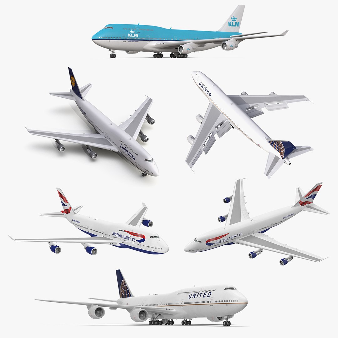 Boeing 747 Rigged Collection 3D model preview