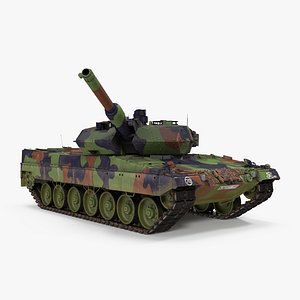German Battle Tank Leopard 2A5 Rigged 3D Model