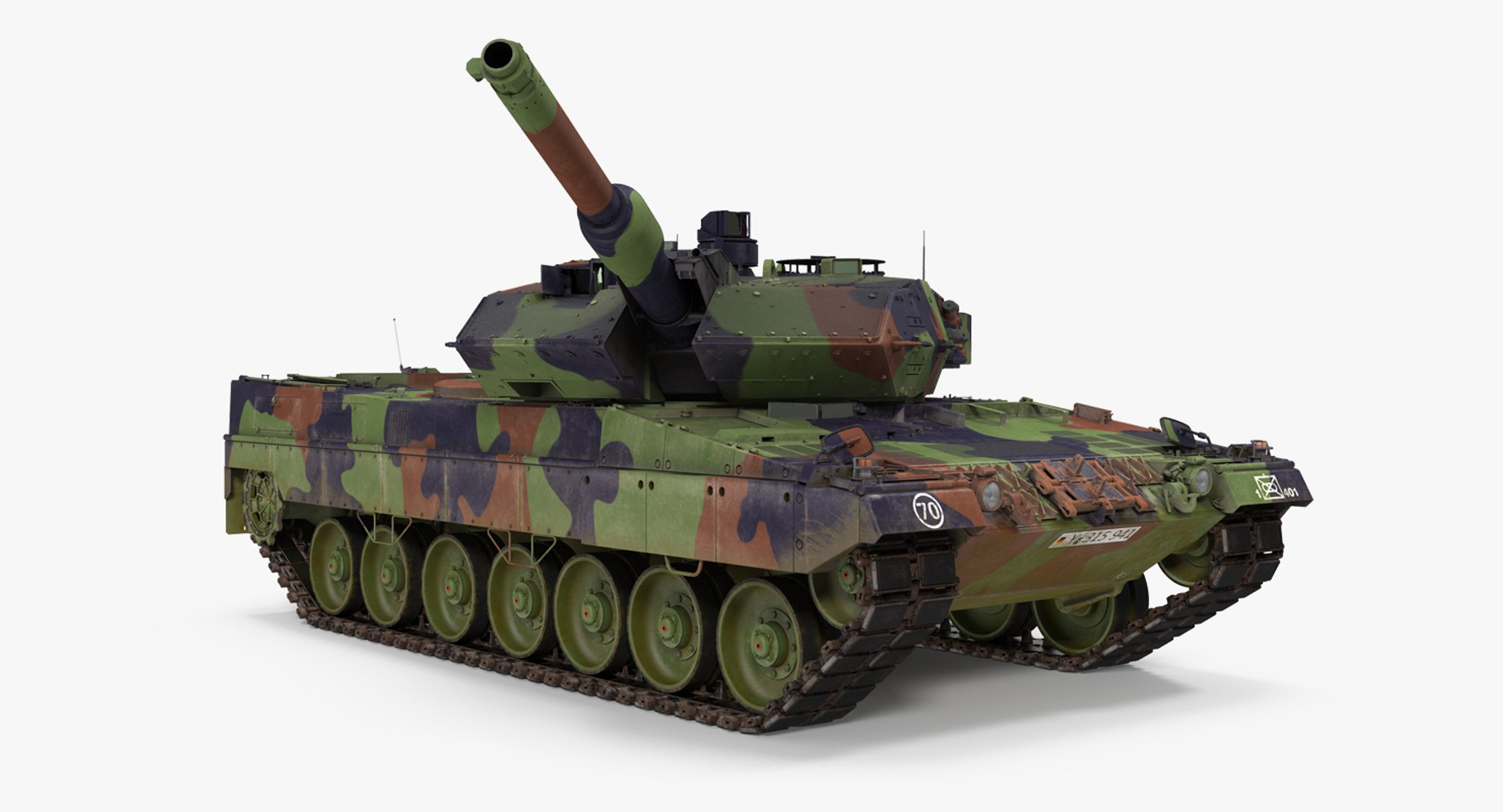 German Battle Tank Leopard 2A5 Rigged 3D Model 3D model preview