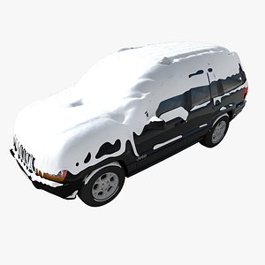 3d snow covered car