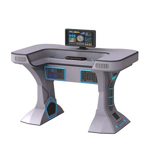 Futuristic Control Desk and Monitor model