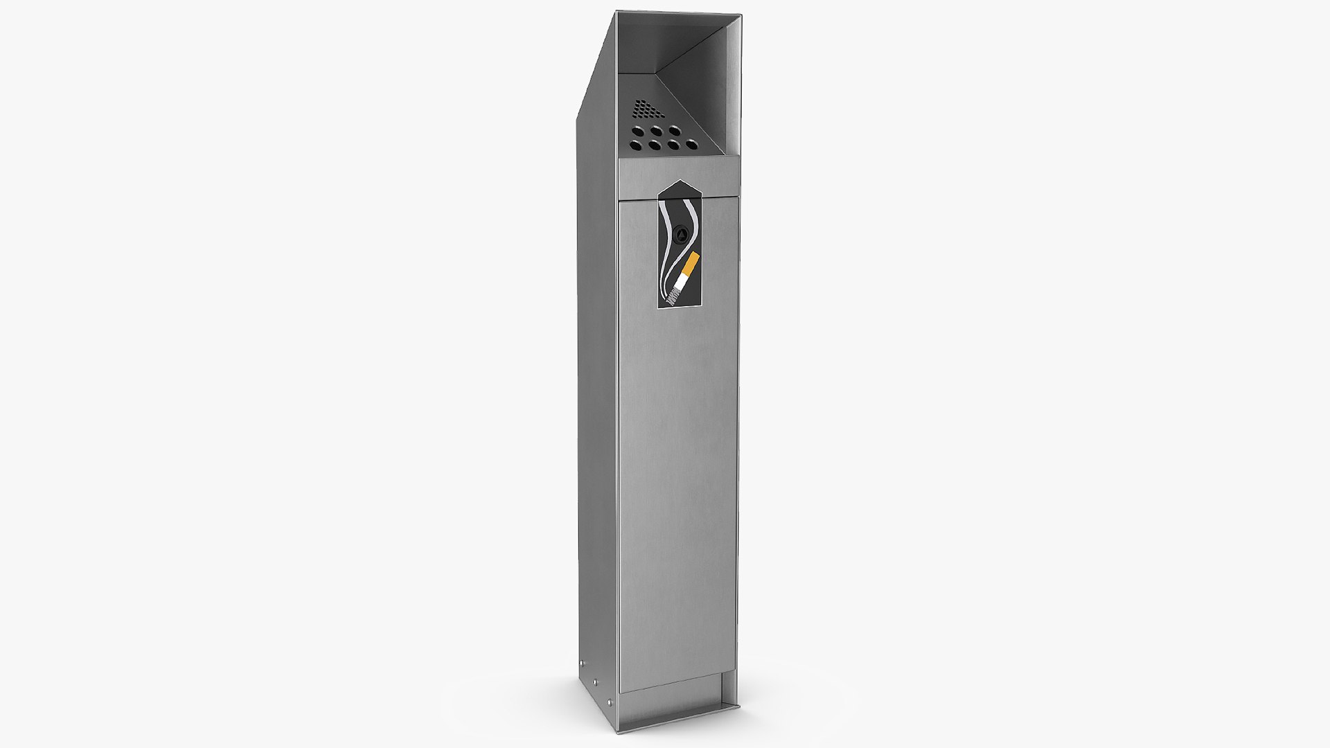 Stainless Steel Street Cigarette Bin 3D model preview
