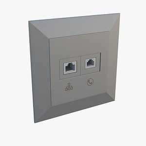 3D Telephone and Ethernet Wall Socket model