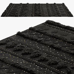 nuLOOM Black Wool Raised Geometric Shag Rug model
