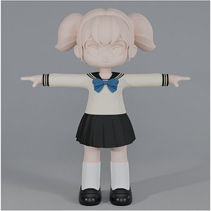Minimal Chibi School Uniform 07 3D