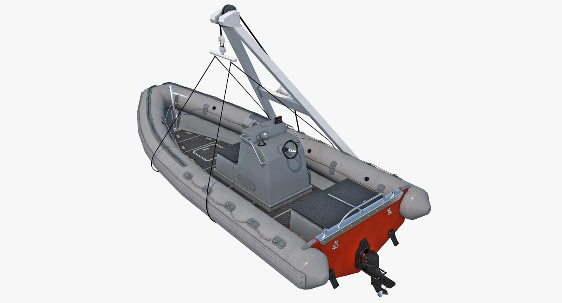 Rescue Boat on Crane 3D model preview
