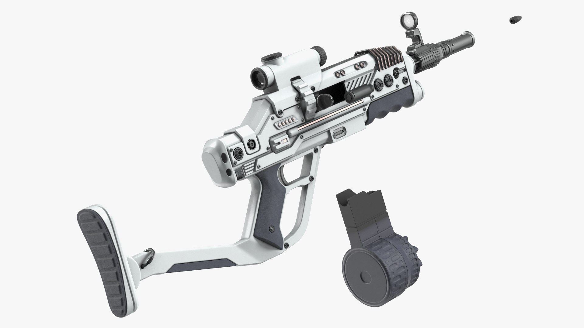 Futuristic Rifle Rigged 3D model preview