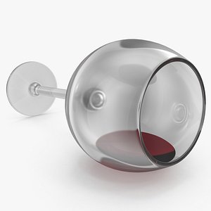 realistic red burgundy wine glass 3D