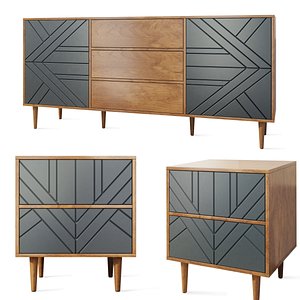 Chest Of Drawers And Bedside Table Zara Mocka 3D model