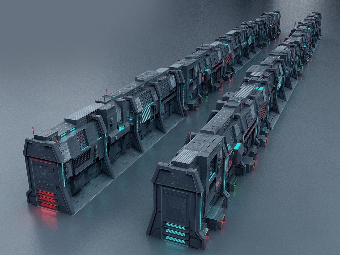 sci fi futuristic building 3d model