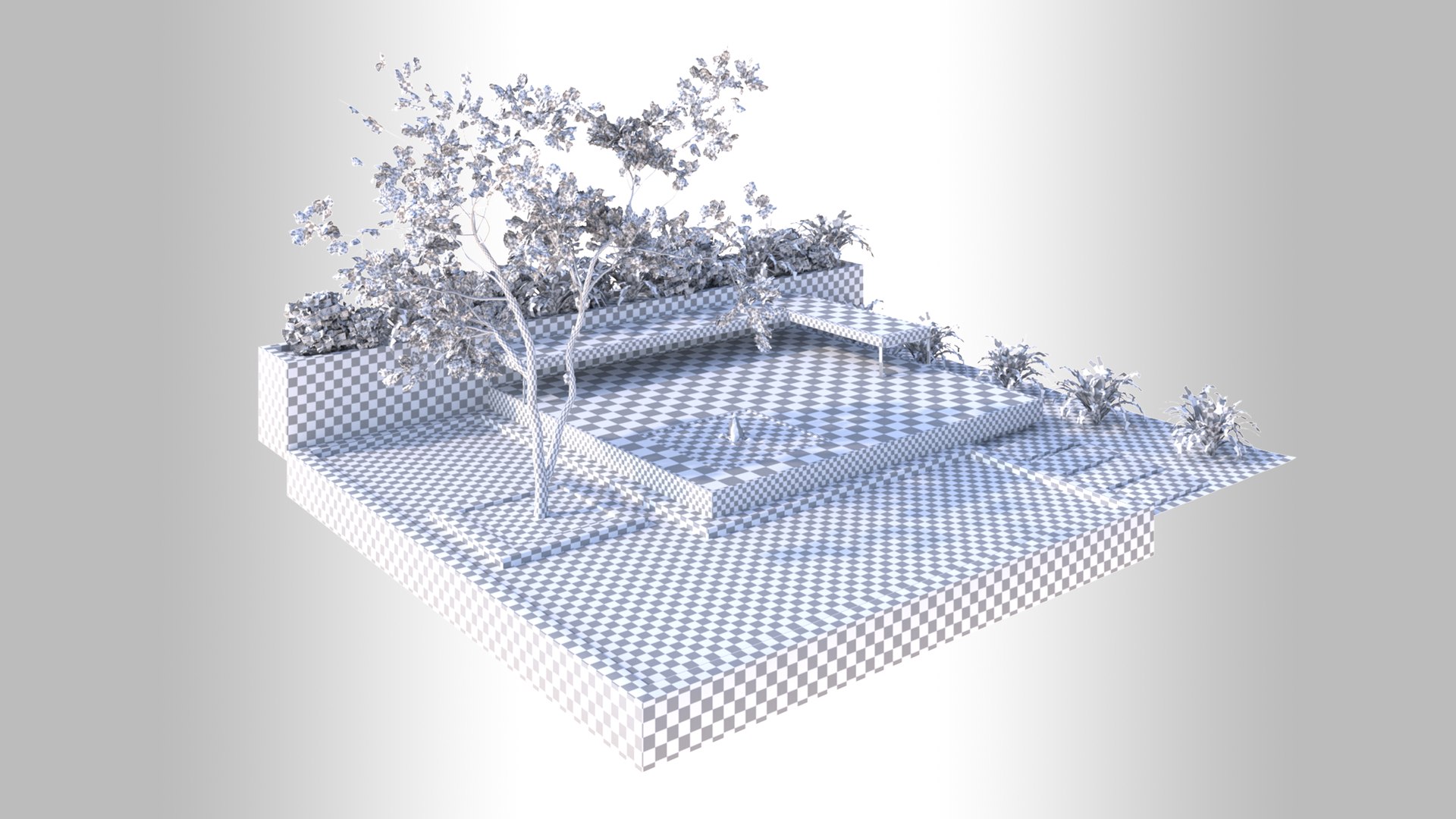 Landscape Backyard with Pool and Furniture 3D model 3D model ...