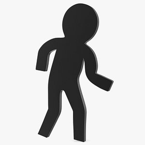 3D Plastic Stickman Rigged Black model