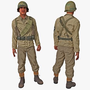 American WWII Infantry Soldier 2 Rigged