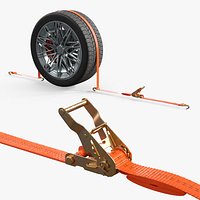 Car Wheel with Ratchet Tie Down