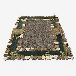 3D garden pond decorated stones