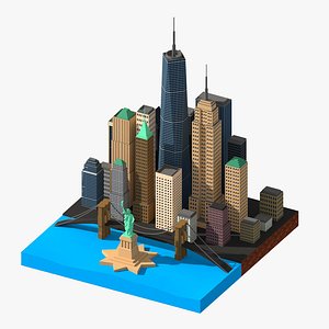 New York City Cartoon Low Poly model