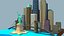 Dessin animé de la ville de New York Low Poly