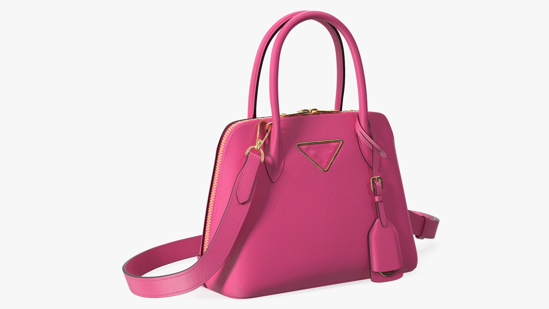 Fashionable Leather Bag Magenta 3D model preview