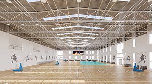 Modern Indoor Basketball Gymnasium and Badminton Hall